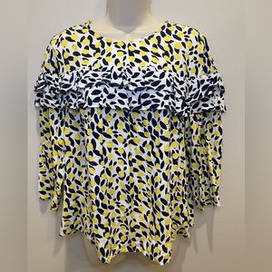 Crown & Ivy NWT Lemon print Tunic blouse with ruffle